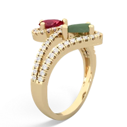 Lab Ruby Diamond Dazzler 14K Yellow Gold ring R3000