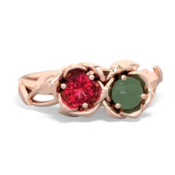 Lab Ruby Rose Garden 14K Rose Gold ring R5510