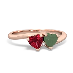 Lab Ruby Sweethearts 14K Rose Gold ring R5260