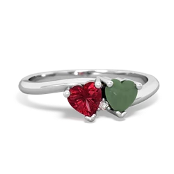 Lab Ruby Sweethearts 14K White Gold ring R5260