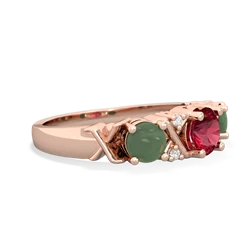 Lab Ruby Hugs And Kisses 14K Rose Gold ring R5016