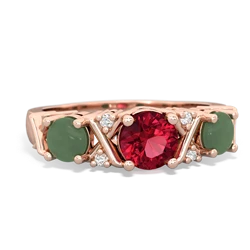 Lab Ruby Hugs And Kisses 14K Rose Gold ring R5016