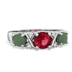 Lab Ruby Hugs And Kisses 14K White Gold ring R5016