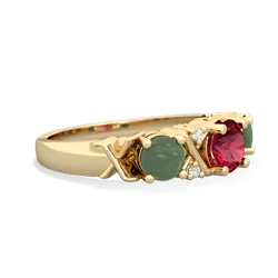 Lab Ruby Hugs And Kisses 14K Yellow Gold ring R5016