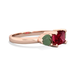 Lab Ruby Three Stone 14K Rose Gold ring R5235