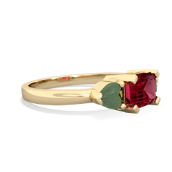 Lab Ruby Three Stone 14K Yellow Gold ring R5235