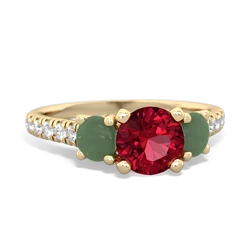 Lab Ruby Pave Trellis 14K Yellow Gold ring R5500