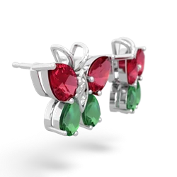 Lab Ruby Butterfly 14K White Gold earrings E2215