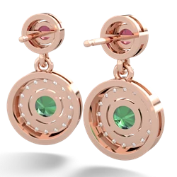 Lab Ruby Halo Dangle 14K Rose Gold earrings E5319