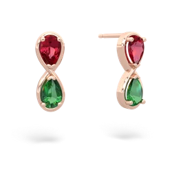 Lab Ruby Infinity 14K Rose Gold earrings E5050