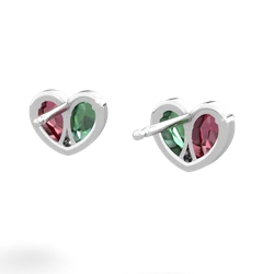 Lab Ruby 'Our Heart' 14K White Gold earrings E5072