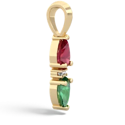 Lab Ruby Bowtie Drop 14K Yellow Gold pendant P0865