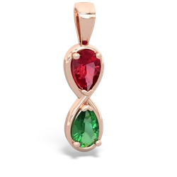 Lab Ruby Infinity 14K Rose Gold pendant P5050