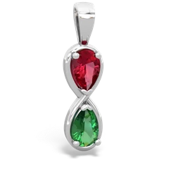 Lab Ruby Infinity 14K White Gold pendant P5050