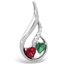 Lab Ruby Keepsake Curves 14K White Gold pendant P5450