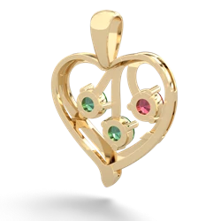 Lab Ruby Glowing Heart 14K Yellow Gold pendant P2233