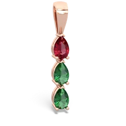 Lab Ruby Dew Drops 14K Rose Gold pendant P2251