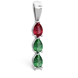 Lab Ruby Dew Drops 14K White Gold pendant P2251