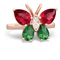 Lab Ruby Butterfly 14K Rose Gold ring R2215