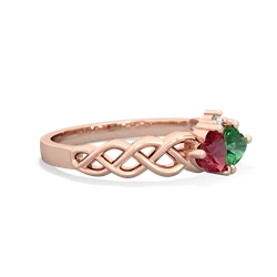 Lab Ruby Heart To Heart Braid 14K Rose Gold ring R5870