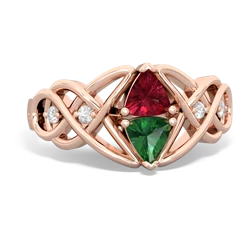 Lab Ruby Keepsake Celtic Knot 14K Rose Gold ring R5300