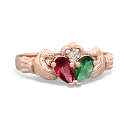 Lab Ruby 'Our Heart' Claddagh 14K Rose Gold ring R2388