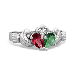 Lab Ruby 'Our Heart' Claddagh 14K White Gold ring R2388