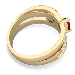 Lab Ruby Bowtie 14K Yellow Gold ring R2360