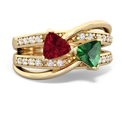 Lab Ruby Bowtie 14K Yellow Gold ring R2360