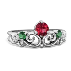 Lab Ruby Crown Keepsake 14K White Gold ring R5740