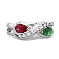 Lab Ruby Diamond Infinity 14K White Gold ring R5390