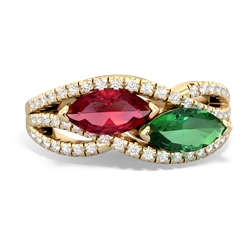 Lab Ruby Diamond Rivers 14K Yellow Gold ring R3070