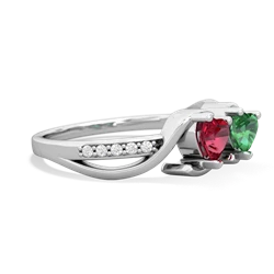 Lab Ruby Side By Side 14K White Gold ring R3090