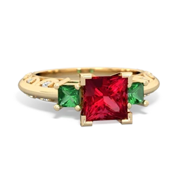 Lab Ruby Eternal Embrace Engagement 14K Yellow Gold ring C2001