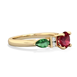 Lab Ruby 6Mm Round Eternal Embrace Engagement 14K Yellow Gold ring R2005