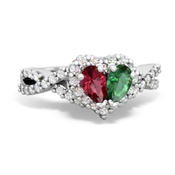 Lab Ruby Diamond Twist 'One Heart' 14K White Gold ring R2640HRT