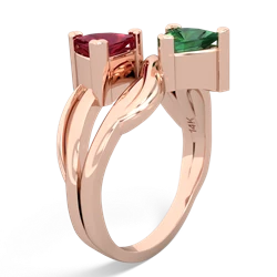 Lab Ruby Split Band Swirl 14K Rose Gold ring R2341