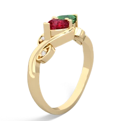 Lab Ruby Floral Elegance 14K Yellow Gold ring R5790