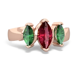 Lab Ruby Three Peeks 14K Rose Gold ring R2433