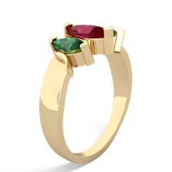 Lab Ruby Three Peeks 14K Yellow Gold ring R2433