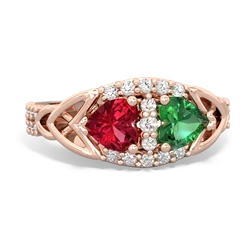 Lab Ruby Sparkling Celtic Knot 14K Rose Gold ring R2645