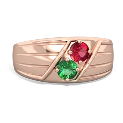 Lab Ruby Men's Streamline 14K Rose Gold ring R0460