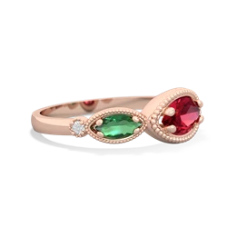 Lab Ruby Milgrain Marquise 14K Rose Gold ring R5700