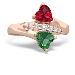 Lab Ruby Heart To Heart 14K Rose Gold ring R2064