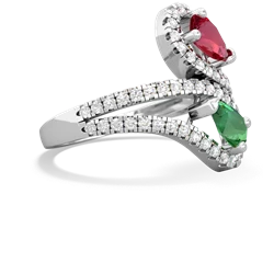 Lab Ruby Diamond Dazzler 14K White Gold ring R3000