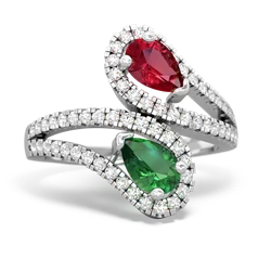 Lab Ruby Diamond Dazzler 14K White Gold ring R3000