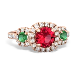 Lab Ruby Regal Halo 14K Rose Gold ring R5350