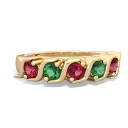 Lab Ruby Anniversary Band 14K Yellow Gold ring R2089