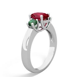 Lab Ruby Three Stone Oval Trellis 14K White Gold ring R4024