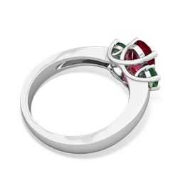 Lab Ruby Three Stone Oval Trellis 14K White Gold ring R4024